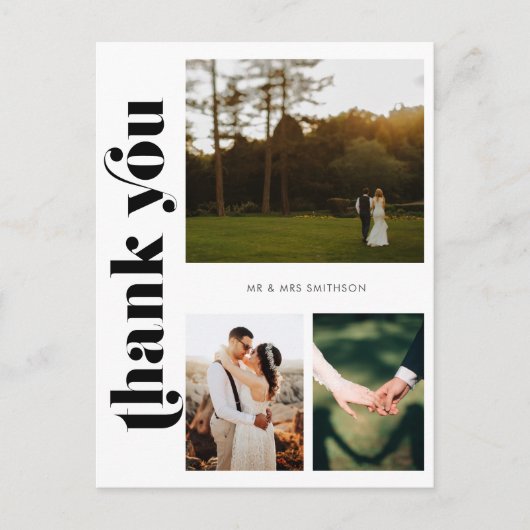 Retro foto bruiloft Dank u Briefkaart (Voorkant)