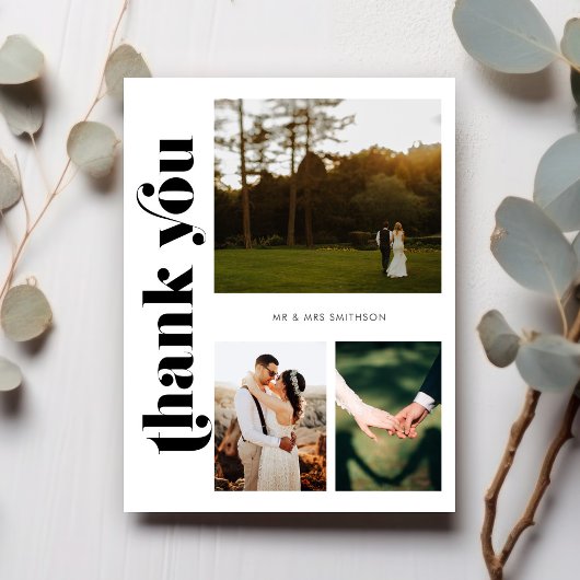 Retro foto bruiloft Dank u Briefkaart