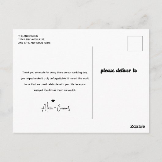  Retro foto | Bruiloft dank u Briefkaart (Achterkant)