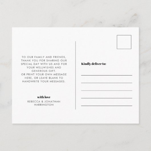 Retro foto bruiloft Dank u Briefkaart (Achterkant)