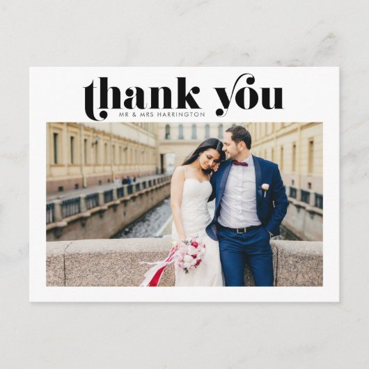 Retro foto bruiloft Dank u Briefkaart (Voorkant)