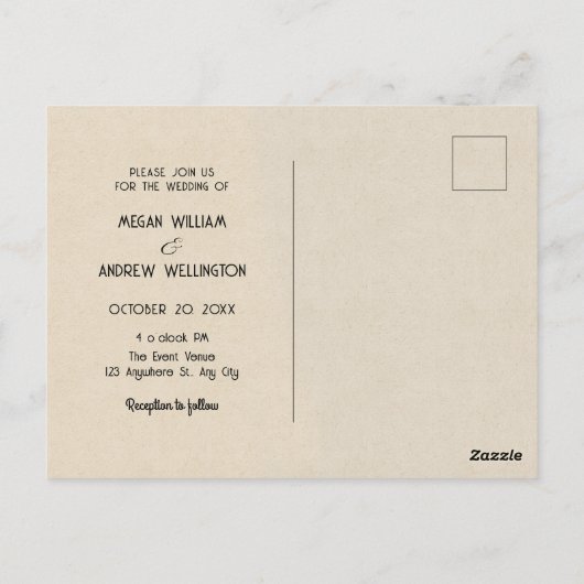 Retro foto bruiloft opslaan van de datum briefkaart (Achterkant)