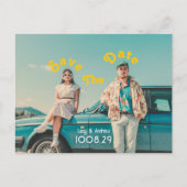 Retro foto bruiloft opslaan van de datum briefkaart (Voorkant)