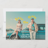 Retro foto bruiloft opslaan van de datum save the date (Voorkant)