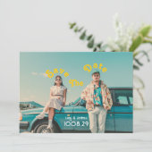 Retro foto bruiloft opslaan van de datum save the date (Staand voorkant)