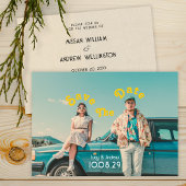 Retro foto bruiloft opslaan van de datum save the date