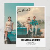  retro foto bruiloft save the date (Voorkant / Achterkant)