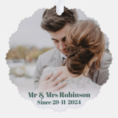 retro foto eerste kerst getrouwd aandenken ornament kaart (Achterkant)