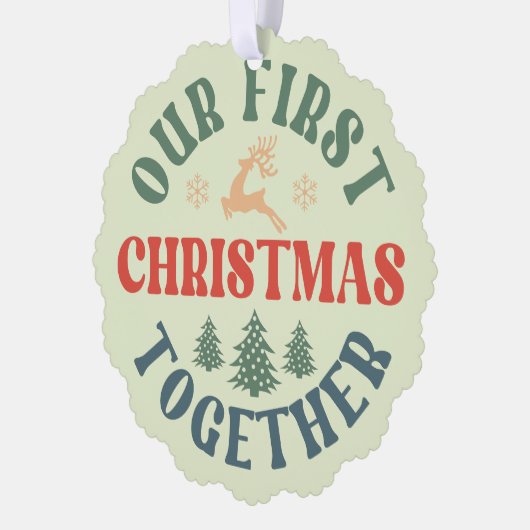 retro foto eerste kerst getrouwd aandenken ornament kaart (Links)