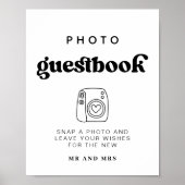 Retro Foto Gastenboek | Trouwfotocabine teken Poster (Voorkant)