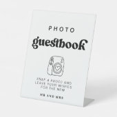 Retro Foto Gastenboek | Trouwfotocabine teken Reclamebord Met Voetstuk (Voorkant)