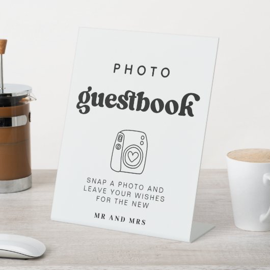Retro Foto Gastenboek | Trouwfotocabine teken Reclamebord Met Voetstuk (Insitu)