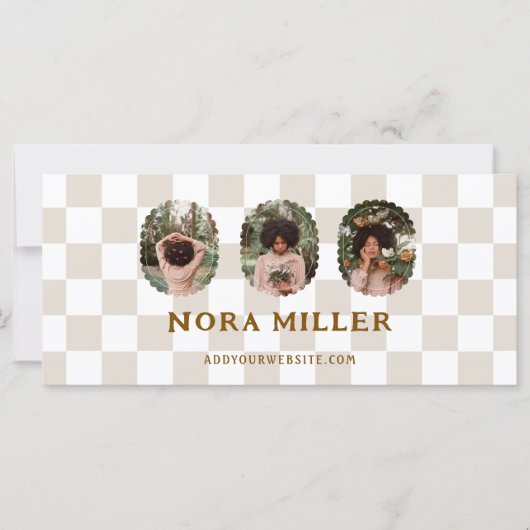 Retro foto geruit patroon cadeaubon (Voorkant)