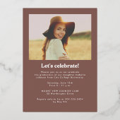 Retro Foto Goud Afstudeerfeest Folie Uitnodiging (Achterkant)
