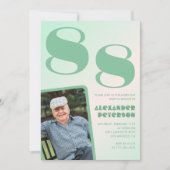 Retro Foto Groene Gradiënt Man 88e verjaardag Kaart (Voorkant)