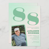 Retro Foto Groene Gradiënt Man 88e verjaardag Kaart (Voorkant / Achterkant)