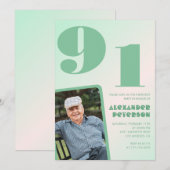 Retro foto groene gradiënt man 91ste verjaardag kaart (Voorkant / Achterkant)