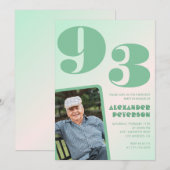 Retro foto groene gradiënt man 93e verjaardag kaart (Voorkant / Achterkant)