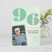 Retro Foto Groene Gradiënt Man 96e verjaardag Kaart (Staand voorkant)
