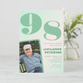 Retro foto groene gradiënt man 98ste verjaardag kaart (Staand voorkant)
