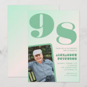 Retro foto groene gradiënt man 98ste verjaardag kaart (Voorkant / Achterkant)