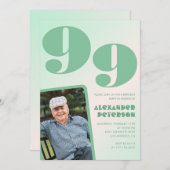 Retro Foto Groene Gradiënt Man 99ste verjaardag Kaart (Voorkant / Achterkant)