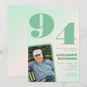 Retro foto groene verloop Man 94ste verjaardag  Kaart (Voorkant / Achterkant)