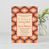 Retro foto Groovy  Sinaasappel bruiloft Kaart (Staand voorkant)