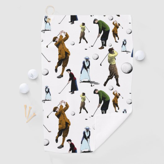 Retro  foto-illustraties van Golfers Golfhanddoek (Insitu)