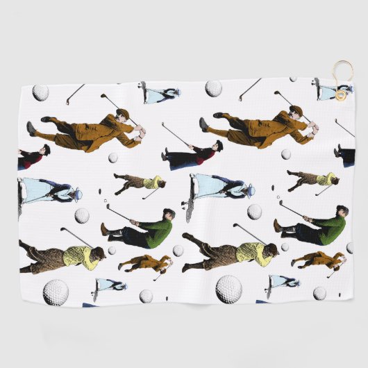 Retro  foto-illustraties van Golfers Golfhanddoek (Horizontaal)