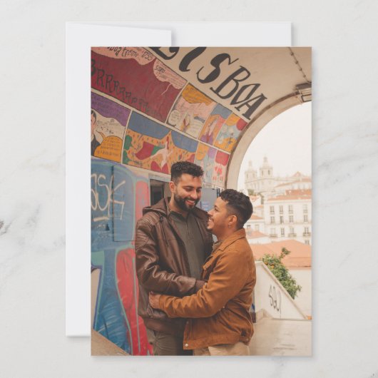 Retro foto liefde is liefde holebi bruiloft kaart (Achterkant)