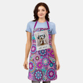 Retro Foto Lijst met Funky Flowers - Roze Paarse Schort (Gedragen)