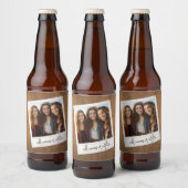 Retro Foto Lijst - Vierkant met Rustieke Hout Teru Bier Etiket (Flessen)