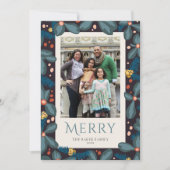 Retro foto Merry Peace Love Joy Feestdagenkaart (Voorkant)