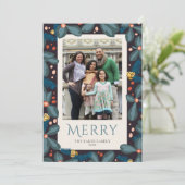 Retro foto Merry Peace Love Joy Feestdagenkaart (Staand voorkant)