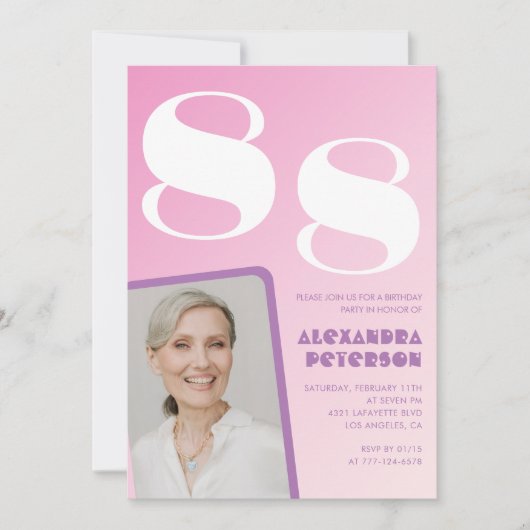 Retro Foto Roze 88ste verjaardag Kaart (Voorkant)