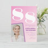 Retro Foto Roze 88ste verjaardag Kaart (Staand voorkant)