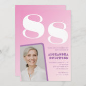 Retro Foto Roze 88ste verjaardag Kaart (Voorkant / Achterkant)