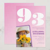 Retro foto roze 93ste verjaardag kaart (Voorkant / Achterkant)