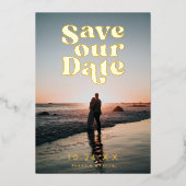 Retro foto save the date folie uitnodiging (Voorkant)