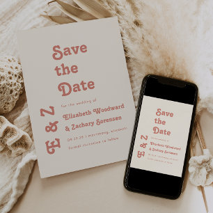 Retro Foto Terracotta Typografie Bewaar de Datum Save The Date
