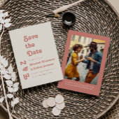 Retro Foto Terracotta Typografie Bewaar de Datum Save The Date