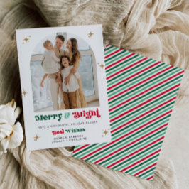 Retro Foto Vakantie Kaart Vrolijk & Helder Kerstfe