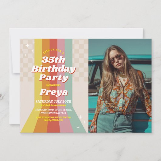 Retro Foto Verjaardag 60s 70s 80s  Party Kaart (Voorkant)