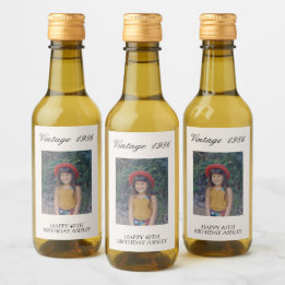 Retro foto verjaardagsfeest cadeautje leuk oud wijn etiket