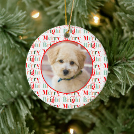 Retro foto vrolijk en fel kerstfeest keramisch ornament