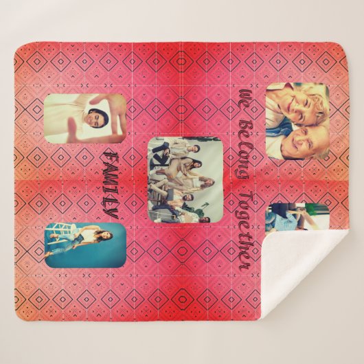 Retro Foto Zachte Rode Diamant Sherpa Deken (Voorkant (horizontaal))