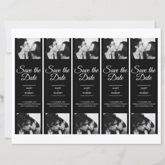 Retro Fotocabine 2x7" Save the Date Wedding Strip (Achterkant)