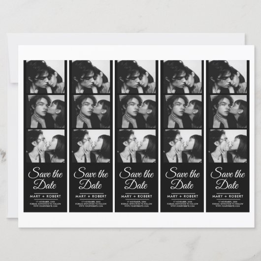 Retro Fotocabine 2x7" Save the Date Wedding Strip (Voorkant)
