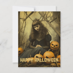 Retro Fotografie Halloween schattig slecht heks me Briefkaart